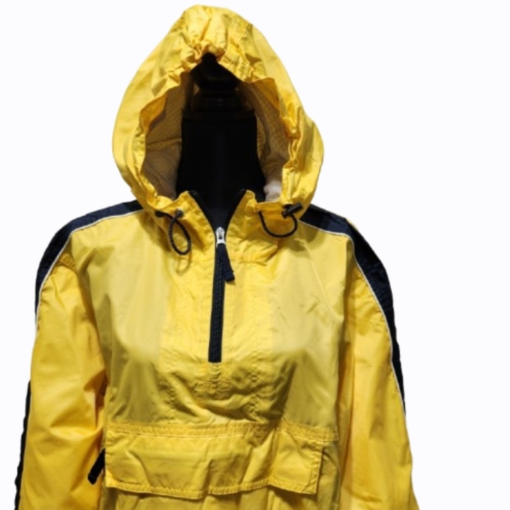 GAP Hooded Anorak Bright Yellow Pullover Windbreaker Rain Jacket (M), VTG Y2K - Picture 5 of 15